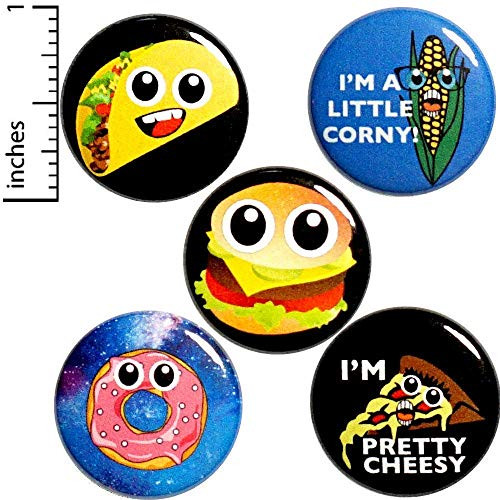Funny Food 5 Pack Buttons Pins 1 Inch P14-1