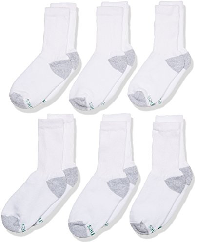 Hanes Boys Cushion Crew Socks 6 Pack White Medium-Shoe Size 9-2.5