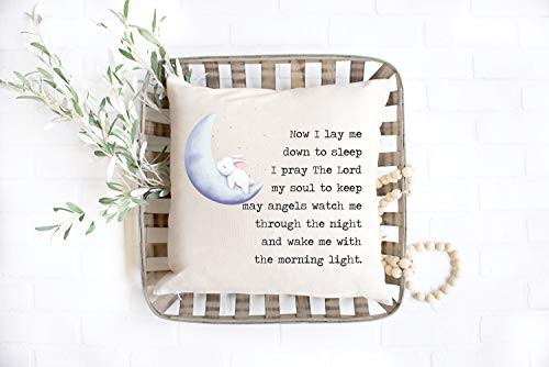 Flowershave357 Bedtime Prayers Pillow Cover Now I Lay Me Down to Sleep Inspirational Pillow Cover Farmhouse Decor Neutral Pillow Pillowcase