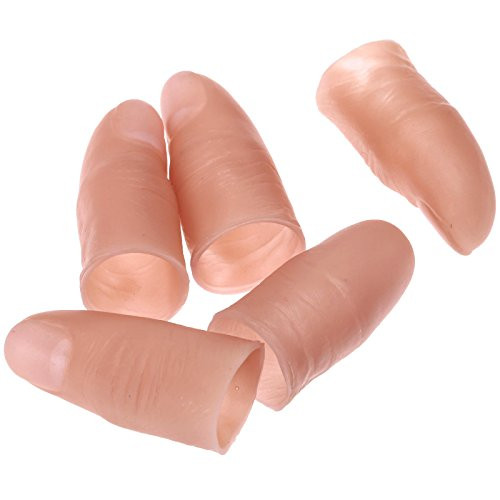 Dophee 5Pcs Finger Magic Trick Fake Soft Thumb Tip Close Up Stage Show Prop Prank Toy