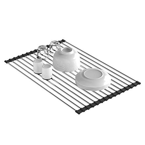 Dish Drying Rack, Packetop Dish Rack Roll Up Dish Drying Rack Over the Sink Dish Drying Rack Roller Drying Rack for Sink Folding Dish Rack Dish Drainers for Kitchen Sink