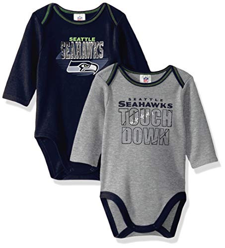 NFL Seattle Seahawks Boys 2 Pack Long Sleeve BODYSUIT Team Color 3-6M