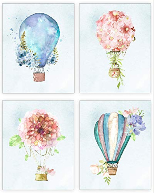 Baby Girl Room Decor - Adventure Nursery Wall Decor - Watercolor Art Girl Nursery - Baby Girl Nursery Decor - Nursery Wall Art - CHOOSE SIZE and MAT or PRINT ONLY - SET OF 4 UNFRAMED