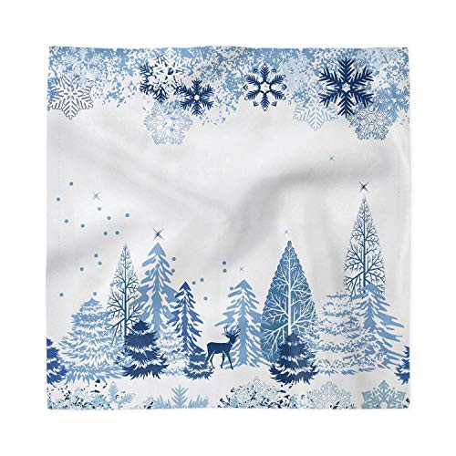 Ambesonne Decorative Napkins Set of 4 Winter Cold Scene Deer Frozen Trees and Snow Christmas Season Pine Trees Bushes Satin Fabric for Brunch Dinner Buffet Party 12 inch x 12 inch White Blue Ambesonne Decorative Napkins Set of 4 Winter Cold Scene Deer Frozen Trees and Snow Christmas Season Pine Trees Bushes Satin Fabric for Brunch Dinner Buffet Party 12 inch x 12 inch White Blue