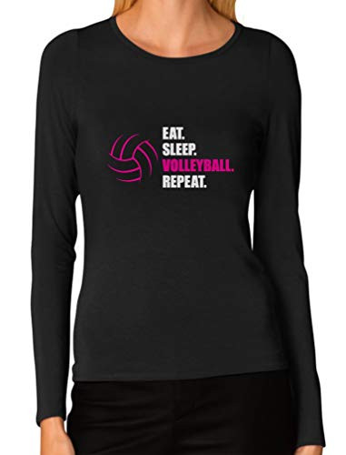 Eat Sleep Volleyball Repeat Women s Volleyball Gift Women Long Sleeve T-Shirt Large Black