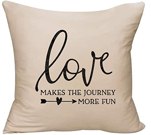 EVH Love Makes The Journey More Fun Heart Arrow Couple Relationship Decorative Throw Pillow Cover 18 x 18 Beige Funny Gift EVH Love Makes The Journey More Fun Heart Arrow Couple Relationship Decorative Throw Pillow Cover 18 x 18 Beige Funny Gift