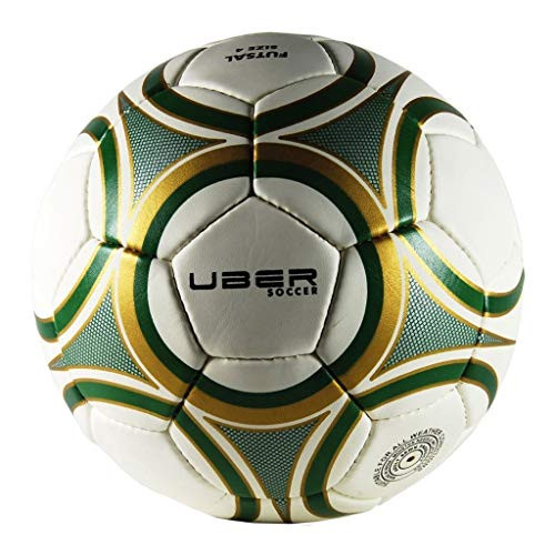 Uber Soccer Regulation Size and Weight Indoor Futsal Soccer Ball  Green Gold Matte 4