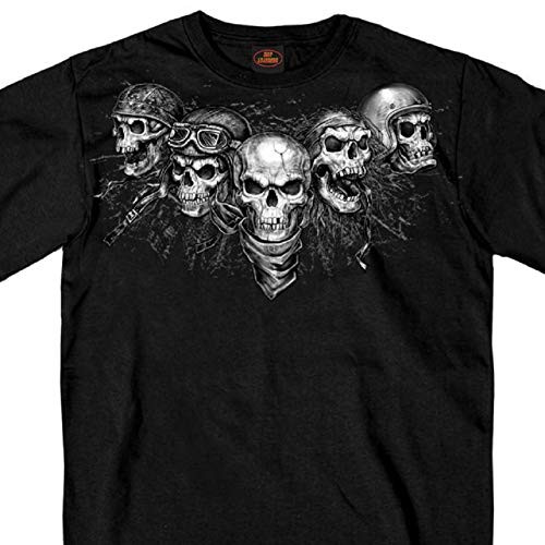 Hot Leathers Five Skull Short Sleeve Men s Biker Shirt  Large  Black