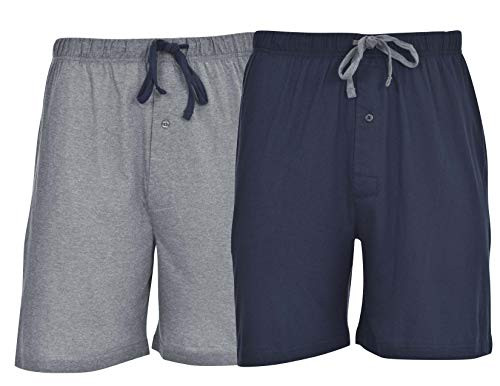 Hanes Men s 2-Pack Cotton Knit Short  Active Grey Heather Bright Navy Size 4X-Large