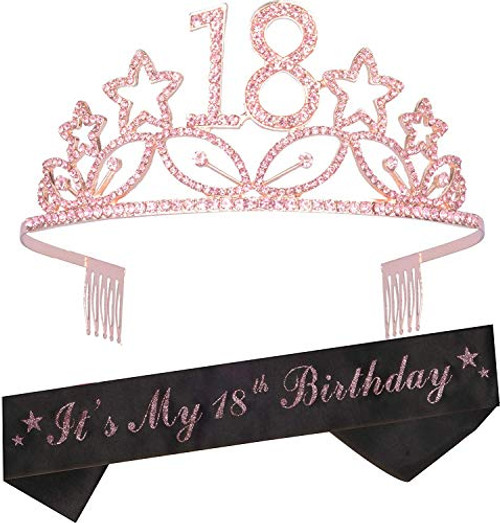 18th Birthday Gifts for Girl 18th Birthday Tiara and Sash HAPPY 18th Birthday Party Supplies It s My 18th Birthday Sash and Tiara Birthday Crown for 18th Birthday Party Supplies and Decorations