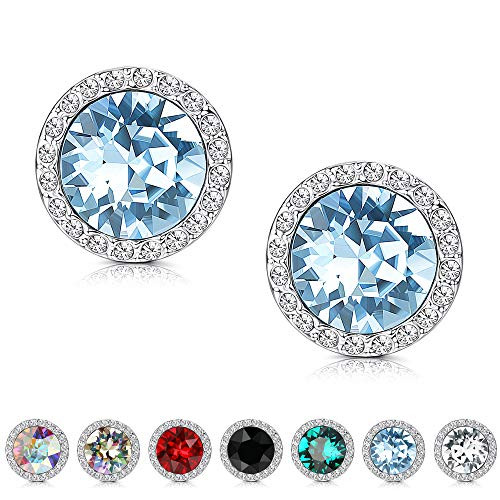 Kesaplan Crystals Stud Earrings for Women Made of Swarovski Crystals Round-Cut Halo Swarovski Crystals Earrings Set with Sterling Silver Post Hypoallergenic Jewelry Blue Kesaplan Crystals Stud Earrings for Women Made of Swarovski Crystals Round-Cut Halo Swarovski Crystals Earrings Set with Sterling Silver Post Hypoallergenic Jewelry Blue