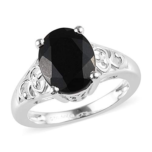 Shop LC Delivering Joy Oval Black Tourmaline Solitaire Ring 925 Sterling Silver Size 9 Ct 2.3