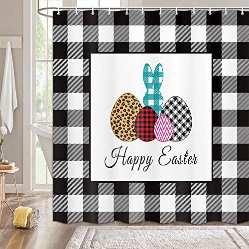 MERCHR Farmhouse Easter Shower Curtain Buffalo Plaid Check Easter Rabbit Eggs Bathroom Shower Curtain Sets with Hooks Polyester Fabric Easter Bathroom Decor Bath Curtains 69x70 Inch MERCHR Farmhouse Easter Shower Curtain Buffalo Plaid Check Easter Rabbit Eggs Bathroom Shower Curtain Sets with Hooks Polyester Fabric Easter Bathroom Decor Bath Curtains 69x70 Inch