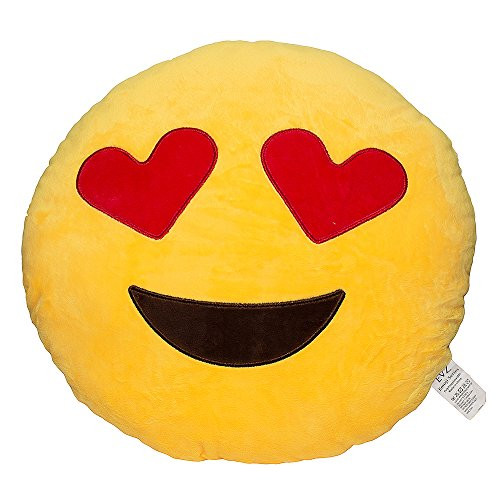 EvZ 32cm Emoji Smiley Emoticon Yellow Round Cushion Stuffed Plush Soft Pillow Toy