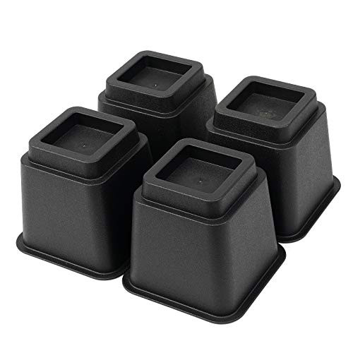 Bed Risers 5 Inch Heavy Duty Square Furniture Frame Lift for Couch Chair Desk Sofa and Bunk Bedpost Set of 4