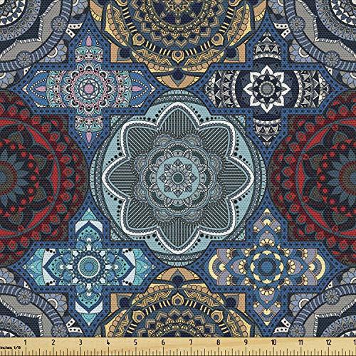 Ambesonne Moroccan Fabric by The Yard Patchwork Style Vintage Ottoman Inspiration Retro Motifs Decorative Fabric for Upholstery and Home Accents 1 Yard Brown Blue Ambesonne Moroccan Fabric by The Yard Patchwork Style Vintage Ottoman Inspiration Retro Motifs Decorative Fabric for Upholstery and Home Accents 1 Yard Brown Blue