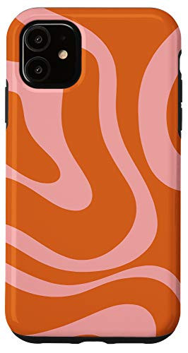 iPhone 11 Retro Liquid Candy Swirl Abstract Pattern Orange Blush Pink Case
