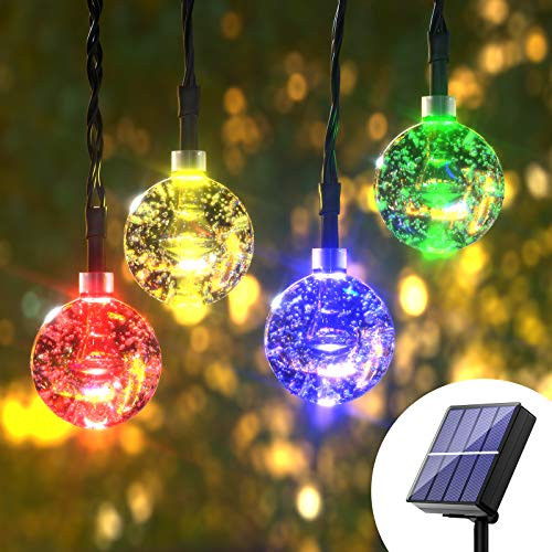 Solar Globe Christmas Lights String - 36ft 8 Mode 60 LED Crystal String Lights Solar Powered Waterproof Mini Bulb Light String for Christmas Patio Garden Gazebo Yard Tree Decorations Multicolored Solar Globe Christmas Lights String - 36ft 8 Mode 60 LED Crystal String Lights Solar Powered Waterproof Mini Bulb Light String for Christmas Patio Garden Gazebo Yard Tree Decorations Multicolored
