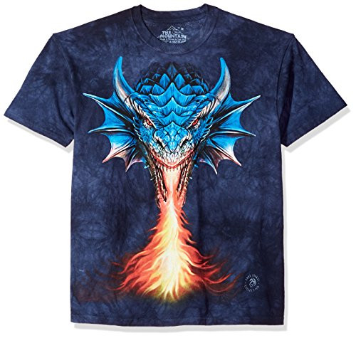The Mountain Fire Breather Adult T-Shirt Blue Large The Mountain Fire Breather Adult T-Shirt Blue Large