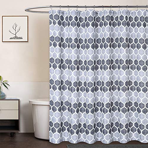 CAROMIO Grey Fabric Shower Curtain Moroccan Geometric Ogee Patterned Modern Fabric Shower Curtain for Bathroom 72 x 72 Grey Silver