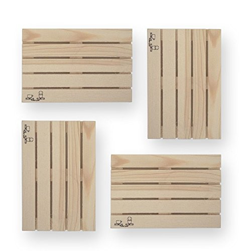 Wooden Pallet Coasters Trivet Set for Drink Hot and Cold Thirsty Drinks Beer and Wine Kitchen Pans (Large size 2 pack)
