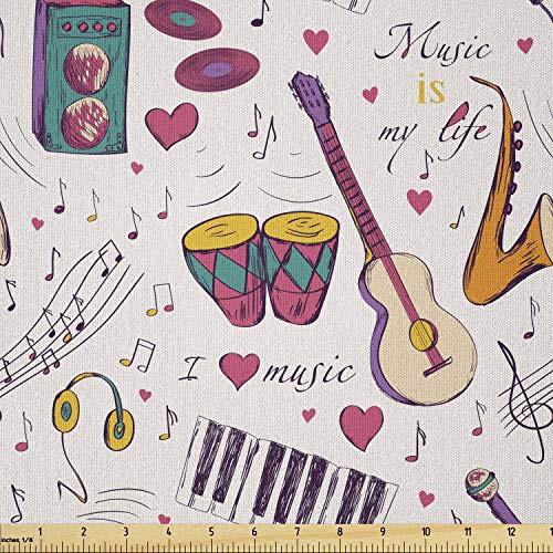 Ambesonne Music Fabric by The Yard Instruments Drums Speakers Keyboard Headphones Records Blues Music is My Life Theme Microfiber Fabric for Arts and Crafts Textiles and Decor 1 Yard Indigo Ambesonne Music Fabric by The Yard Instruments Drums Speakers Keyboard Headphones Records Blues Music is My Life Theme Microfiber Fabric for Arts and Crafts Textiles and Decor 1 Yard Indigo