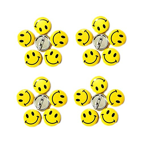 LGEGE 192PCS Mini Metal Smiley Smile Face Button Pins