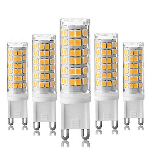 [5-Pack] Dimmable G9-7.5W LED Bulbs, Equivalent to 80W 75W 60W Halogen Bulb, Warm White 3000K,G9 Bi Pin Base Bulb,360 Omni-Direction Beam Angle,AC 110V/120V/130V