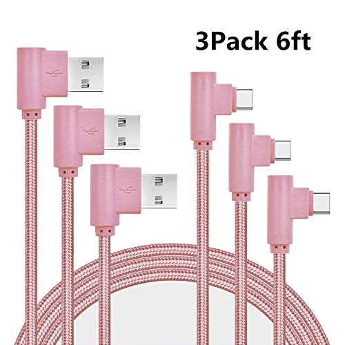 Type C Cable, Asstar 3Pcs 6ft Right Angle 90 Degree Nylon Braided Cord USB Type A to C Charger for Samsung Galaxy S8/S8+, Google Pixel XL, LG G5/G6/V20, ZTE Zmax Pro Z981, HTC 10, Nexus 6P 5X Type C Cable, Asstar 3Pcs 6ft Right Angle 90 Degree Nylon Braided Cord USB Type A to C Charger for Samsung Galaxy S8/S8+, Google Pixel XL, LG G5/G6/V20, ZTE Zmax Pro Z981, HTC 10, Nexus 6P 5X