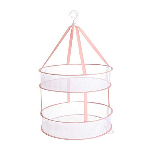 Corldif Folded Mesh Clothes Hanging Dryer T-Shirt Underwear Drying Rack Mesh Basket Laundry Net Mesh Basket Dryer Net Pink