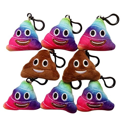 Emoji Poop Toy Plush Keychain 2 inch, set of 8
