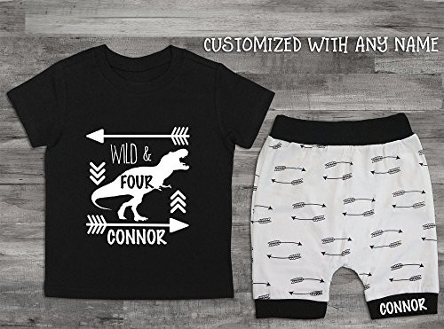 Dinosaur Birthday Shirt Boy s Dinosaur Shirt Dinosaur 4th Birthday Four Wild 4 Birthday Shirt 4th Birthday Outfit Dinosaur Birthday Party