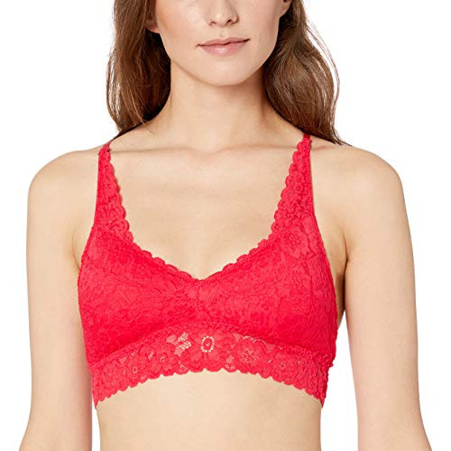Mae Standard Women s Lace Racerback Bralette with Removable Pads Red Small