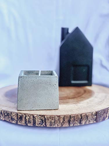5oz BOURBONWOOD Square Concrete Candle   Cement Candle   Industrial   Modern Farmhouse   Minimalist   Soy   Paraffin