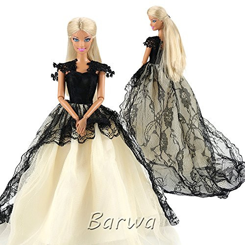 Barwa Princess Evening Party Clothes Wears Train Wedding GOWN Dress Outfit For Barbie Doll Gift