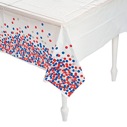 Patriotic Confetti Tablecover for Fourth of July - Party Supplies - Table Covers - Print Table Covers - Fourth of July - 1 Piece