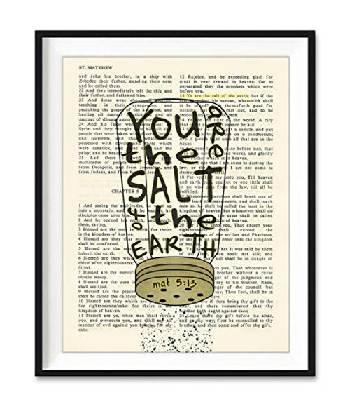 Vintage Bible Page Verse Scripture You Are the Salt of the Earth - Matthew 5 13 Christian Art Print Unframed Christian Wall and Home Decor Poster All Sizes Vintage Bible Page Verse Scripture You Are the Salt of the Earth - Matthew 5 13 Christian Art Print Unframed Christian Wall and Home Decor Poster All Sizes