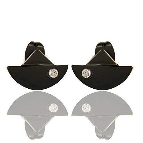 Panoply Jewelry Small 925 Sterling Silver Zirconia Set Black Stud Earrings for Girls
