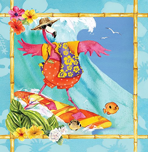 Creative Converting Solid Plastic Banquet Table Cover with Border Print Flamingo Fun
