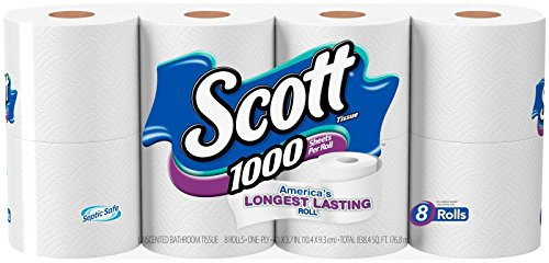 Scott Regular Roll Toilet Tissue 1 Ply White 8 Rolls
