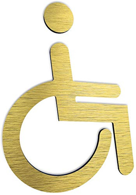 BSYDESIGN Aluminium Handicap Bathroom Sign- Disability Plaque- Parking Wheelchair Symbol - Toilet Disabled Decal - Handicap Modern Restroom Signage - Wheelchair WC Pictogram. Gold BSYDESIGN Aluminium Handicap Bathroom Sign- Disability Plaque- Parking Wheelchair Symbol - Toilet Disabled Decal - Handicap Modern Restroom Signage - Wheelchair WC Pictogram. Gold