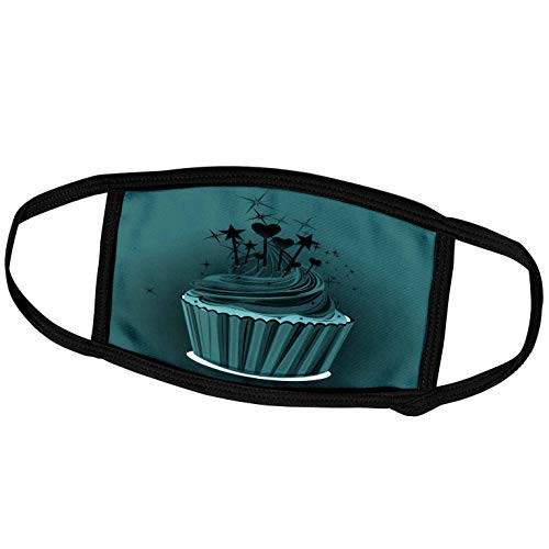 3dRose A Cute Turquoise Cupcake with Rainbow Candles - Face Covers  fc_111595_3