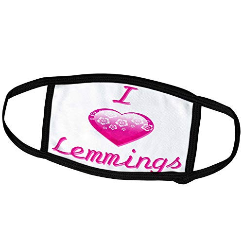 3dRose Pretty Pink Flowery I Love Lemmings - Face Covers  fc_121639_1