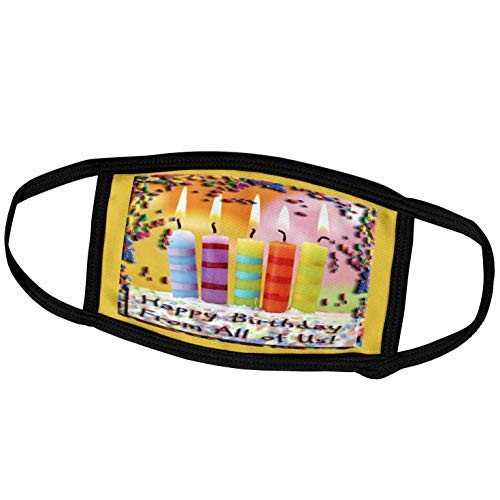 3dRose Confetti and Candles Happy Birthday from All of Us Yellow - Face Covers  fc_18861_3
