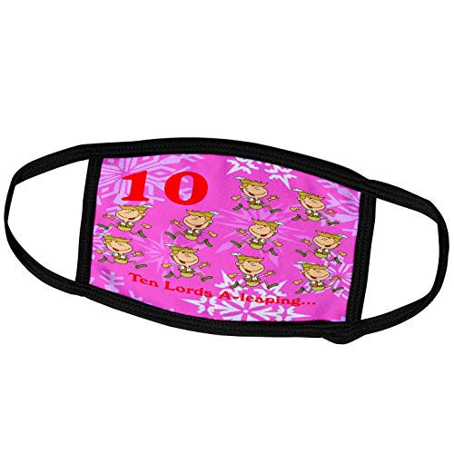 3dRose Face Cover Small 12 Days of Christmas Ten Lords A-Leaping.