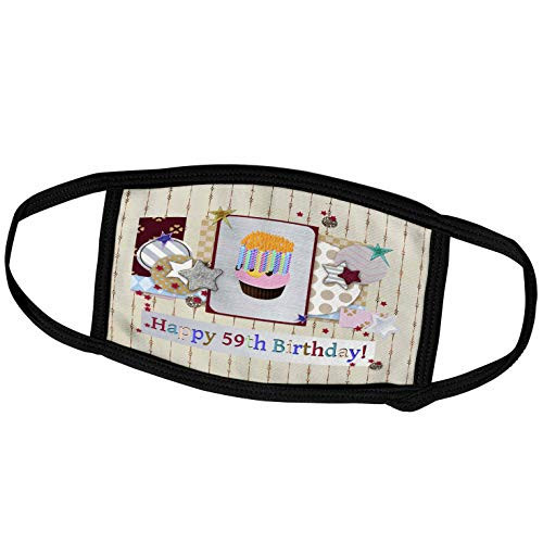3dRose Collage of Stars Cupcake and Candle Happy 59th Birthday - Face Covers  fc_243691_1