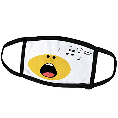 3dRose Singing Smiley face - Yellow Cartoon Singer - Cute Musical Music. - Face Covers  fc_113110_1
