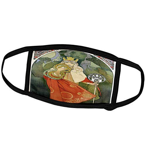 3dRose Face Cover Large Print of Mucha Queen Art with Bird