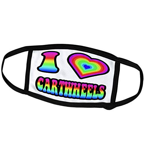3dRose Face Cover Small Groovy Hippie Rainbow I Heart Love Cartwheels