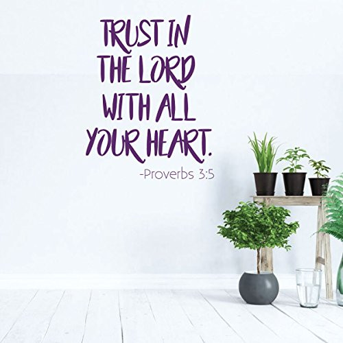 Christian Wall Decal - Trust In The Lord - Vinyl Scripture And Religious Home Bathroom Decor - Church Decoration